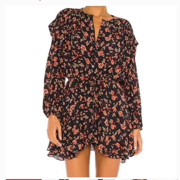 Free People Floral Boho Flower Field Mini Dress size Large - Picture 3 of 16